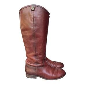 Frye Melissa Button 2 Knee High Riding Boot Brown Leather Women size 8